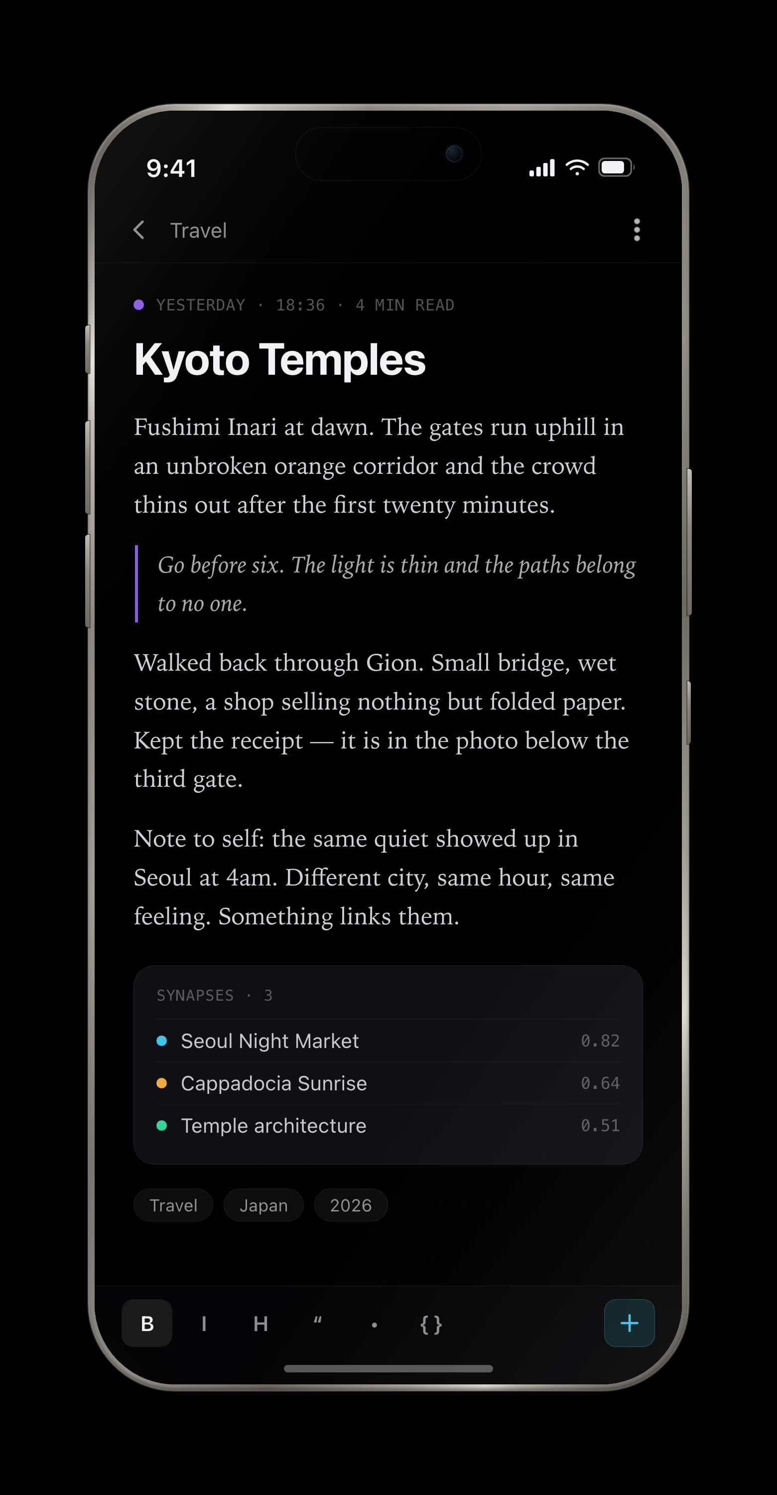 The Voynot note editor on a phone